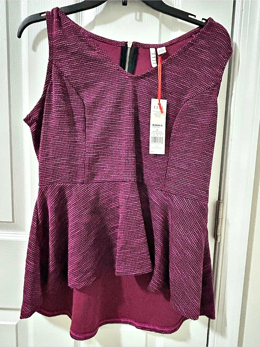 ELLE Fresh Blooms Peplum Top Purple & Pink Large